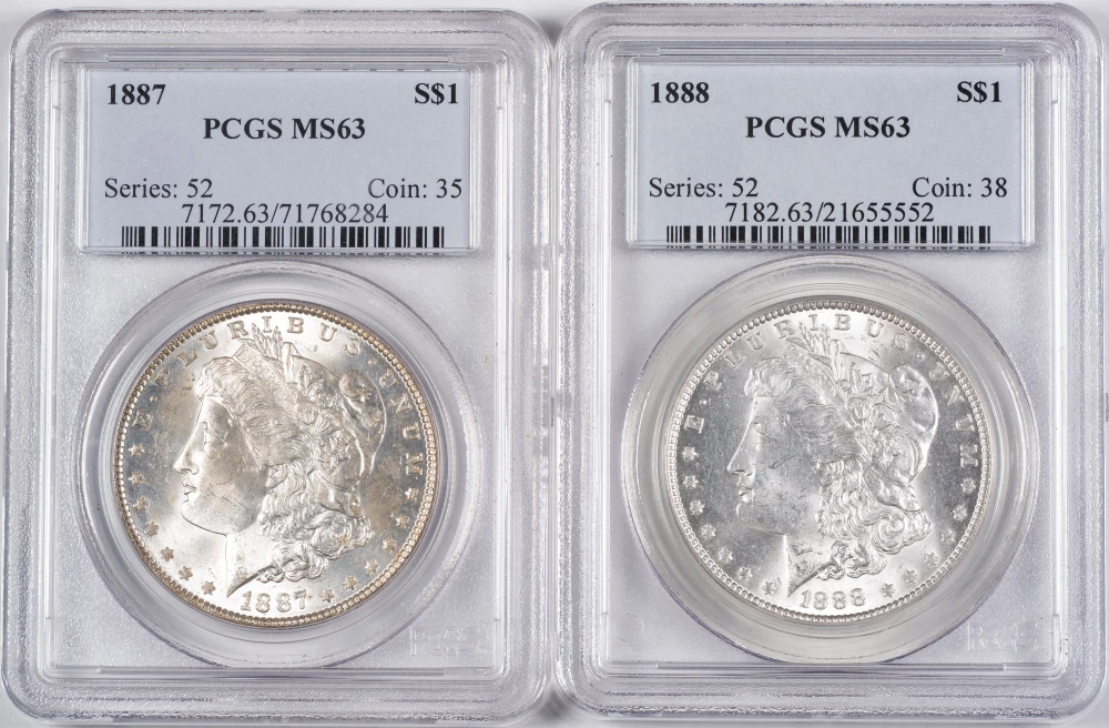 PCGS MS-63 1880's Morgan Dollar Pair