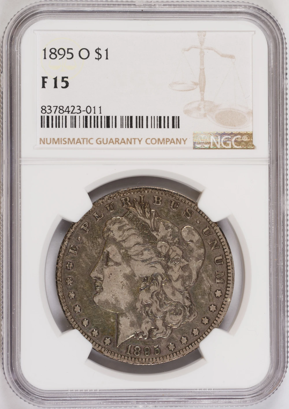 NGC F-15 1895-O Morgan Dollar