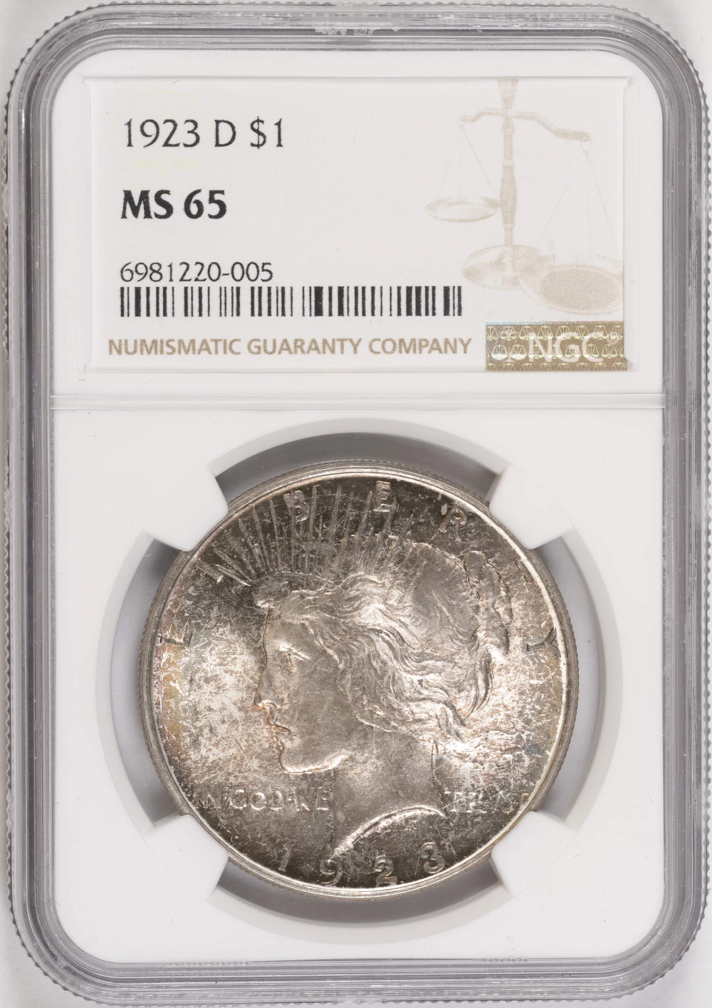 NGC MS-65 1923-D Peace Dollar