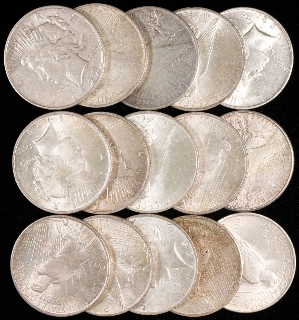 15 Piece VF-AU Peace Dollar Lot