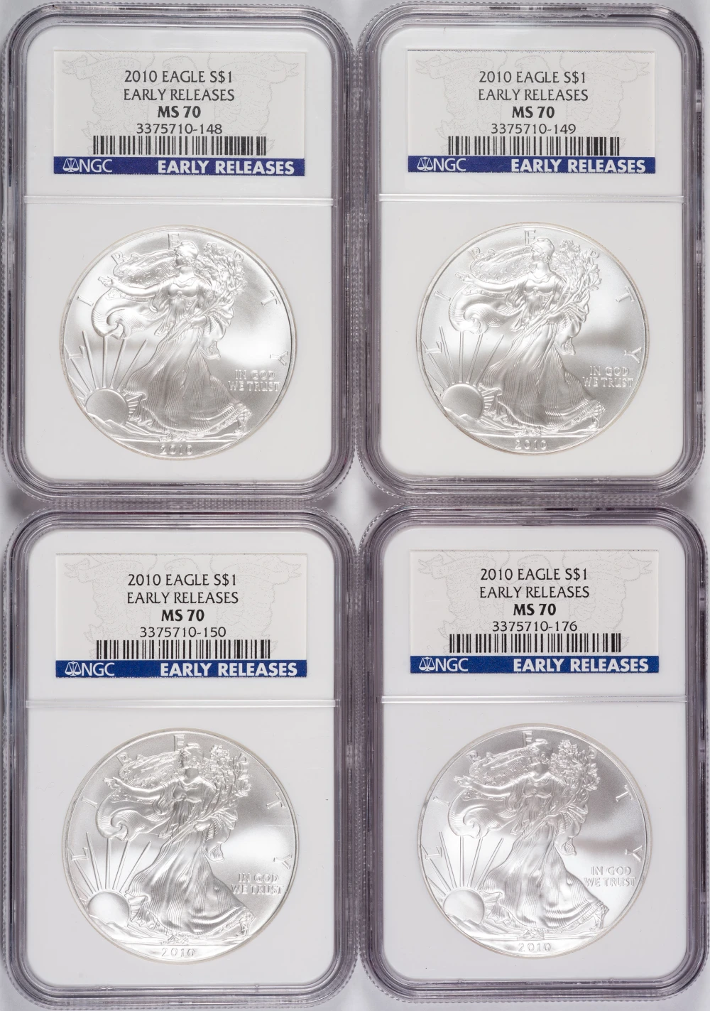 NGC MS-70 2010 Silver Eagle Quartet