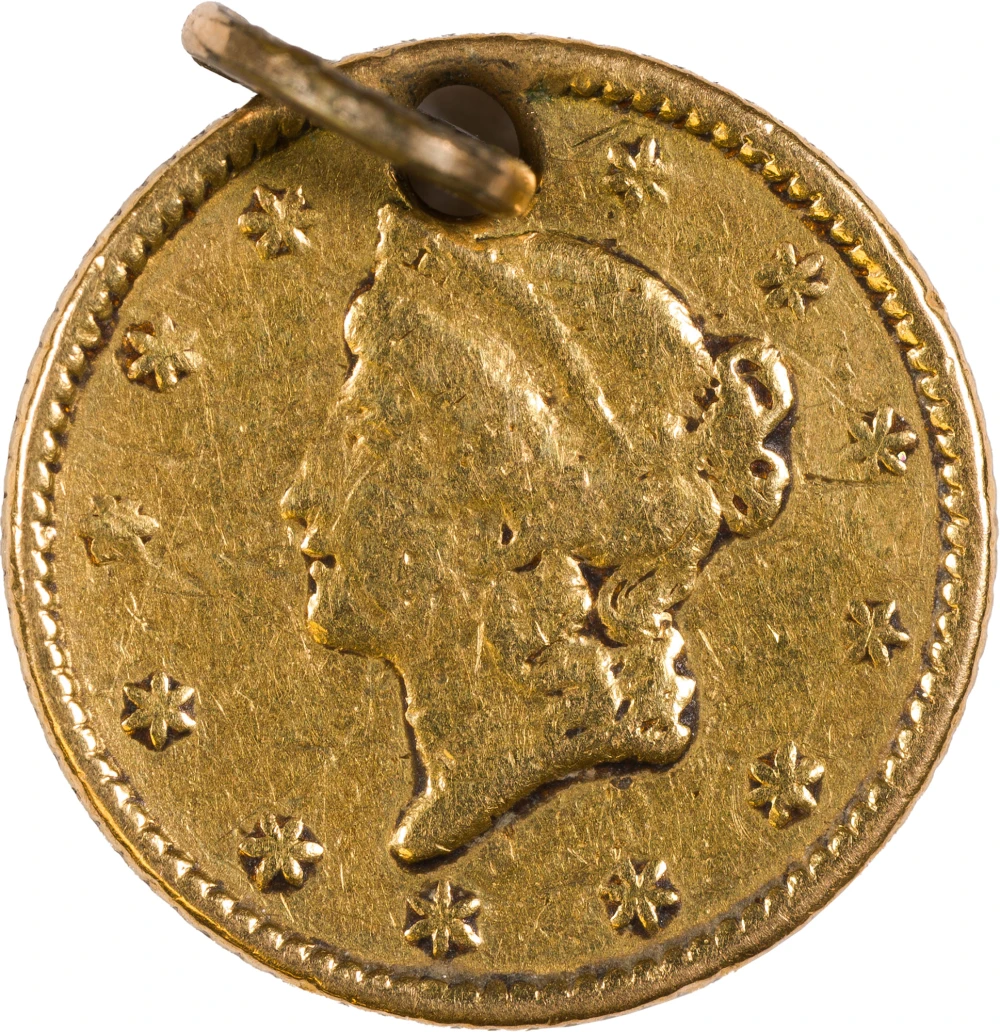VF Holed 1852 $1 Gold