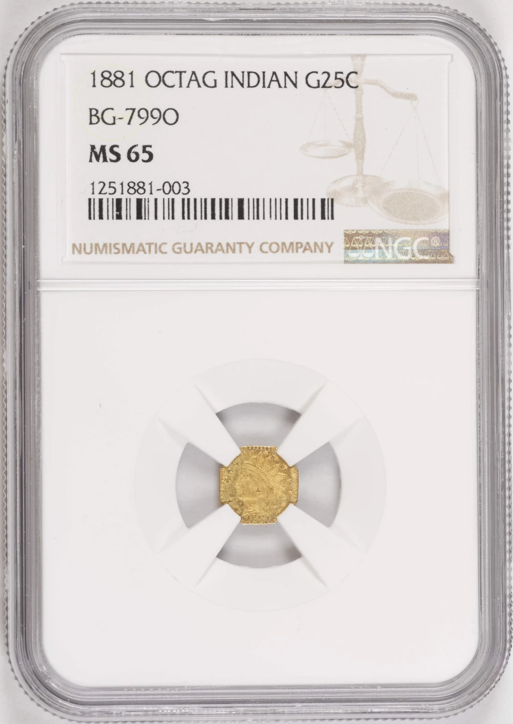 NGC MS-65 1881 California Gold Quarter