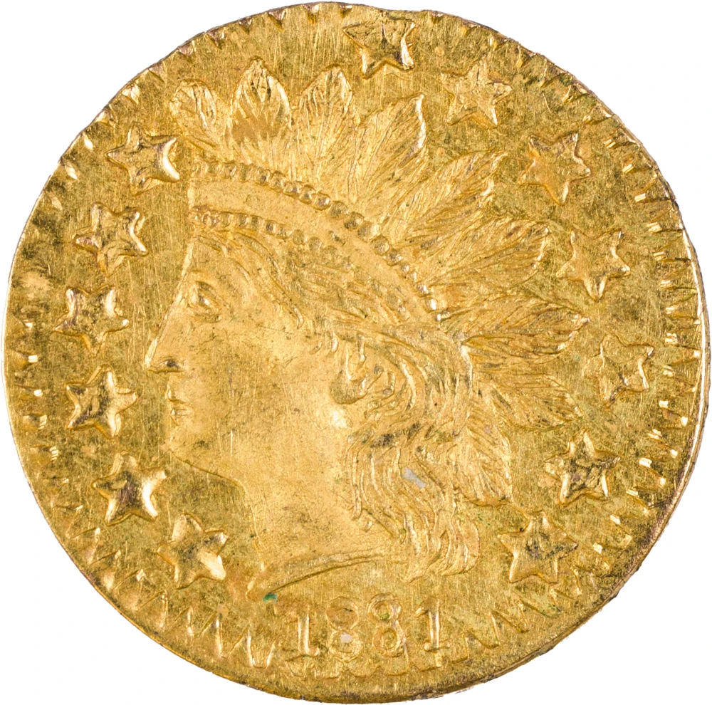 Choice BU-63 Details 1881 California Gold Quarter