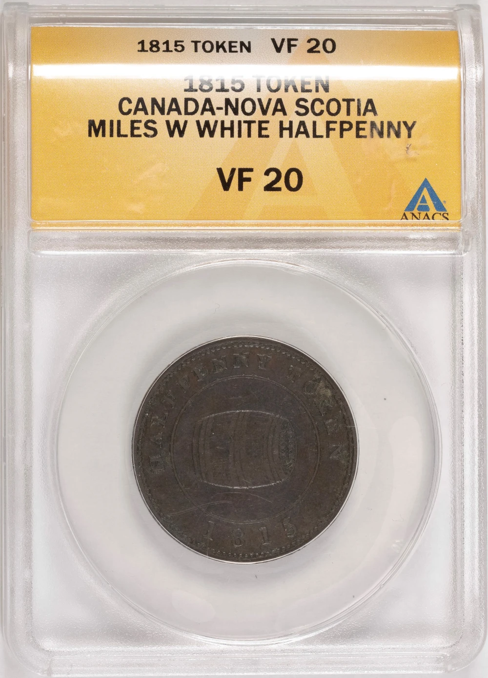 ANACS VF-20 1815 Nova Scotia Token