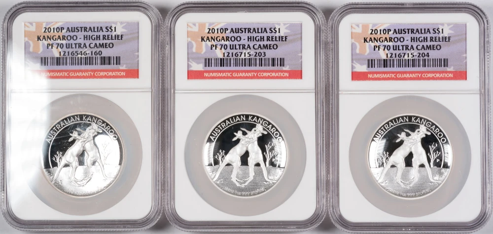 Australia. NGC PF-70 UC HR 2010 Kangaroo Trio