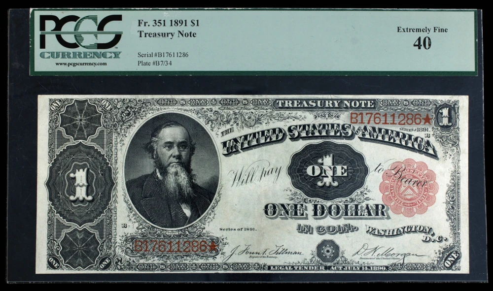 PCGS EF-40 1891 $1 Treasury Note