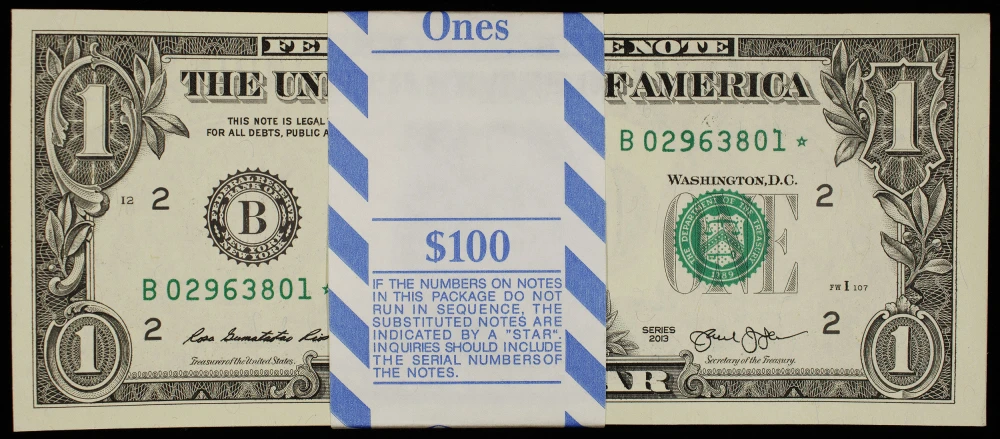 100 Note Consecutive Pack Of 2013 $1 Star Notes