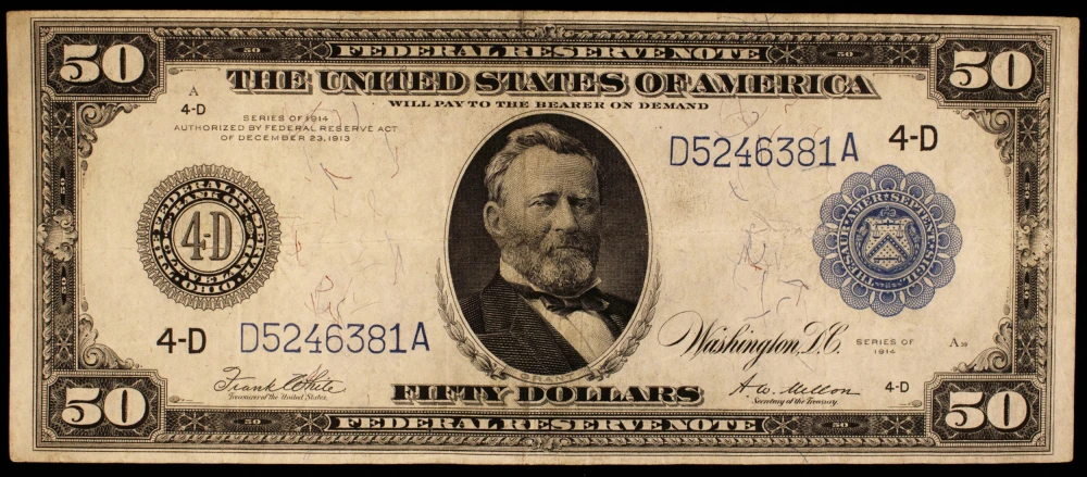 VF/EF 1914 $50 Federal Reserve Note