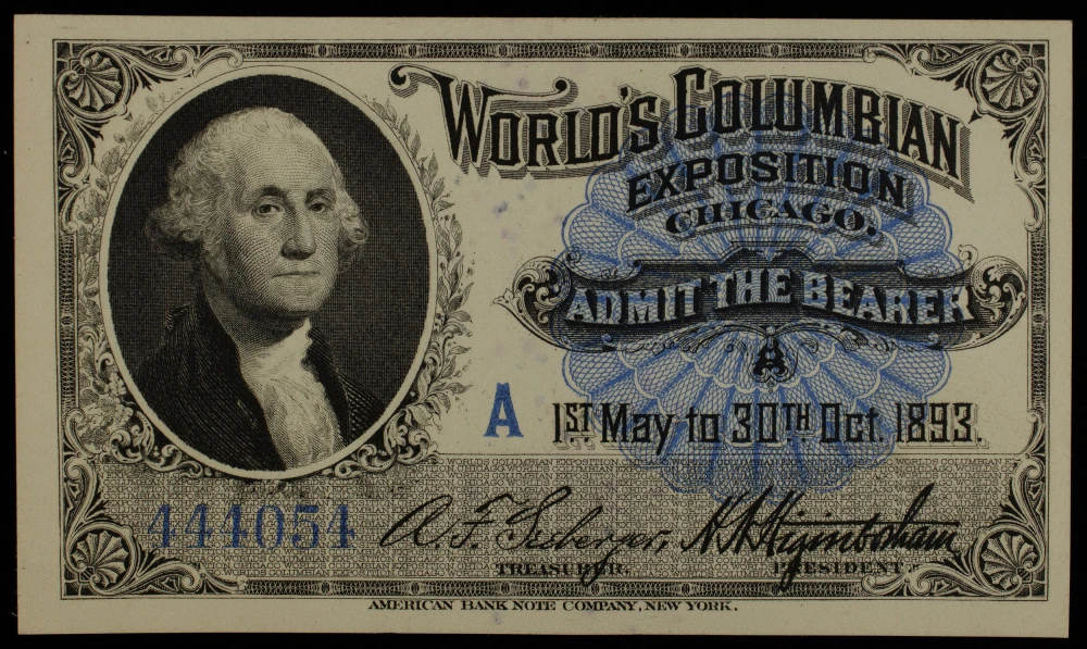 Crisp New 1893 Columbian Expo Ticket