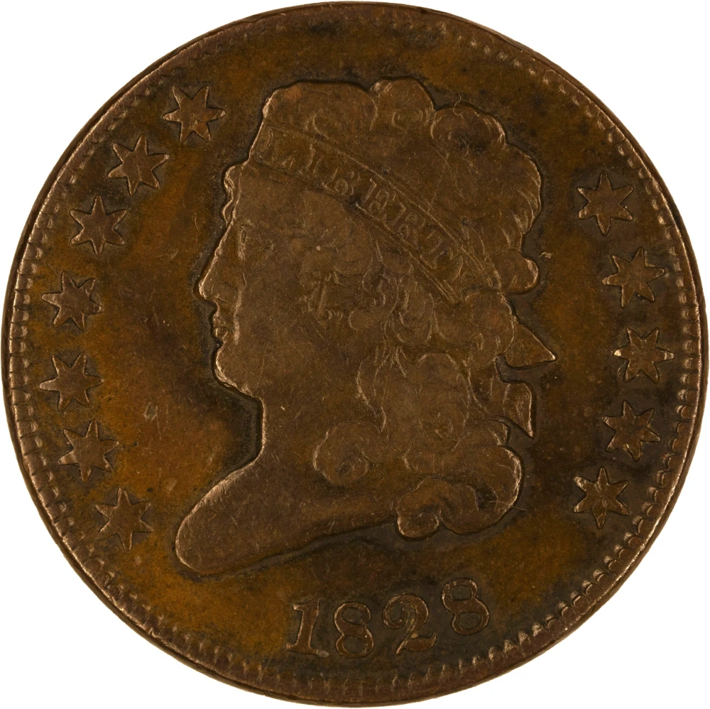 VF-25 1828 12 Stars Half Cent