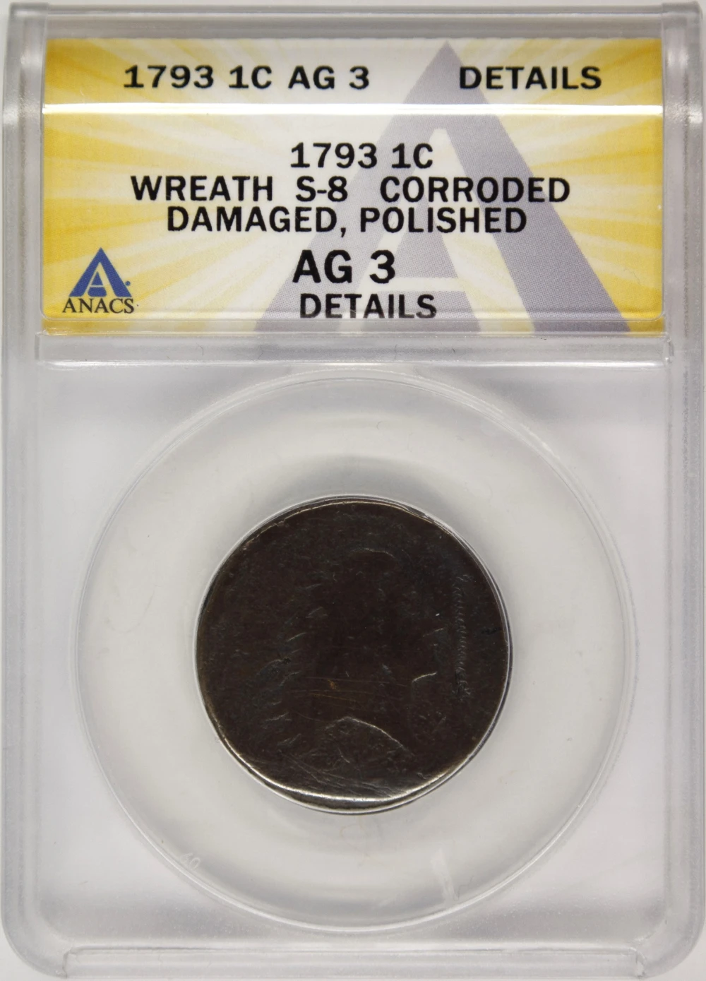 ANACS AG Details 1793 Wreath Cent