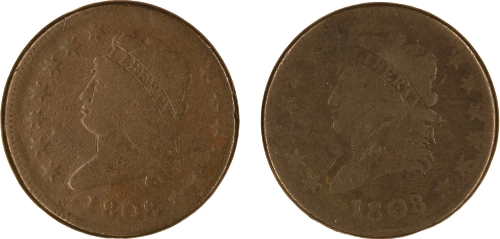Pair Of G-VG 1808 Large Cents
