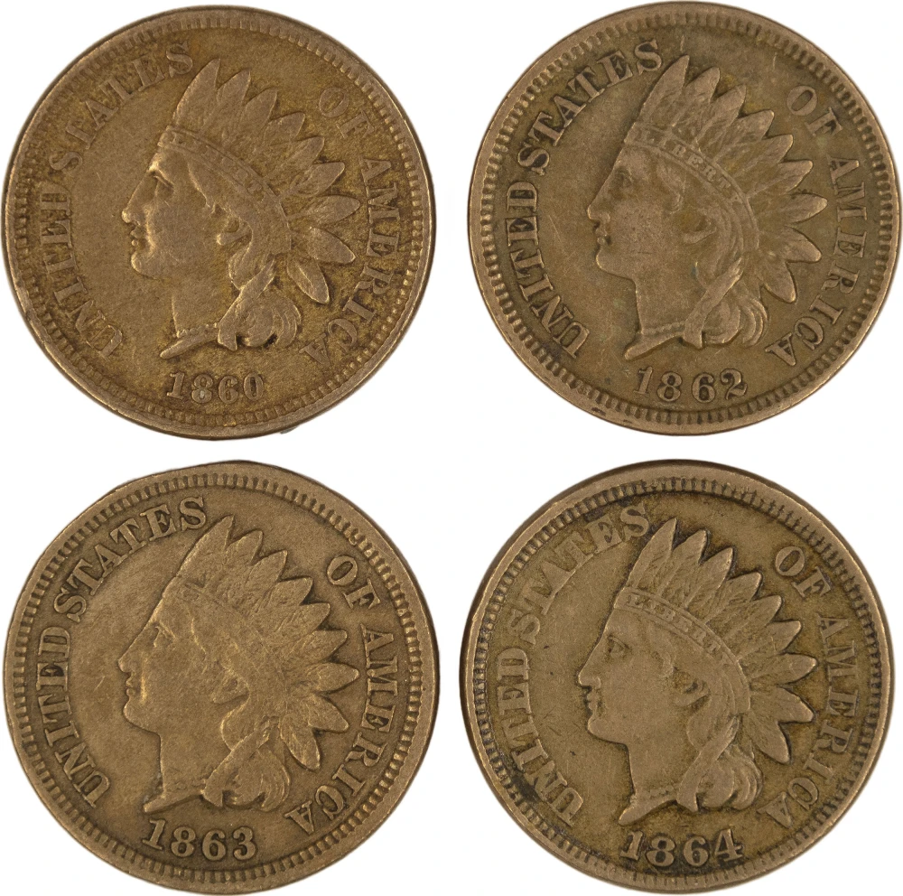 Copper Nickel Indian Cent Quartet