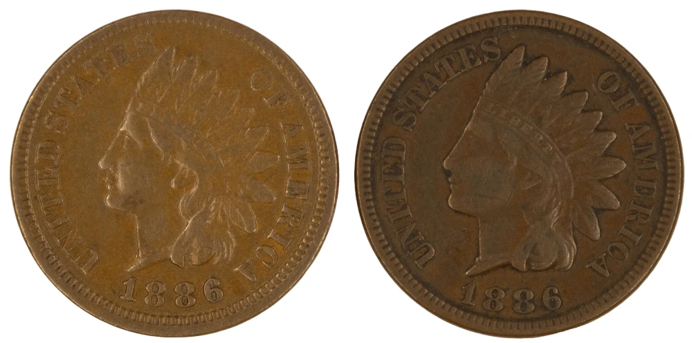 1886 TI & TII Indian Cent Pair