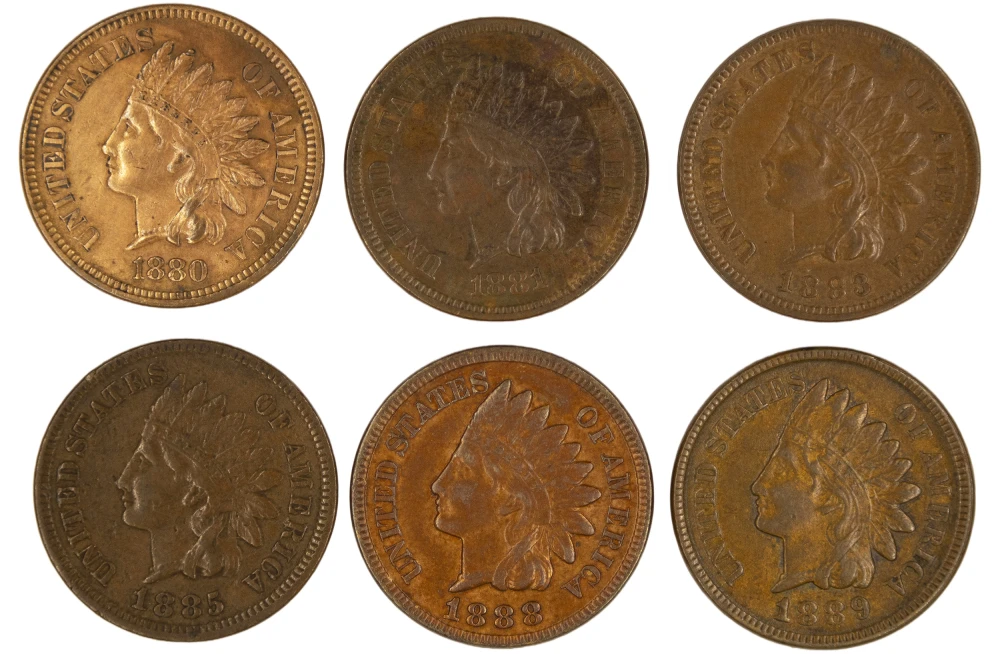1/2 Dozen 1880's Indian Cents