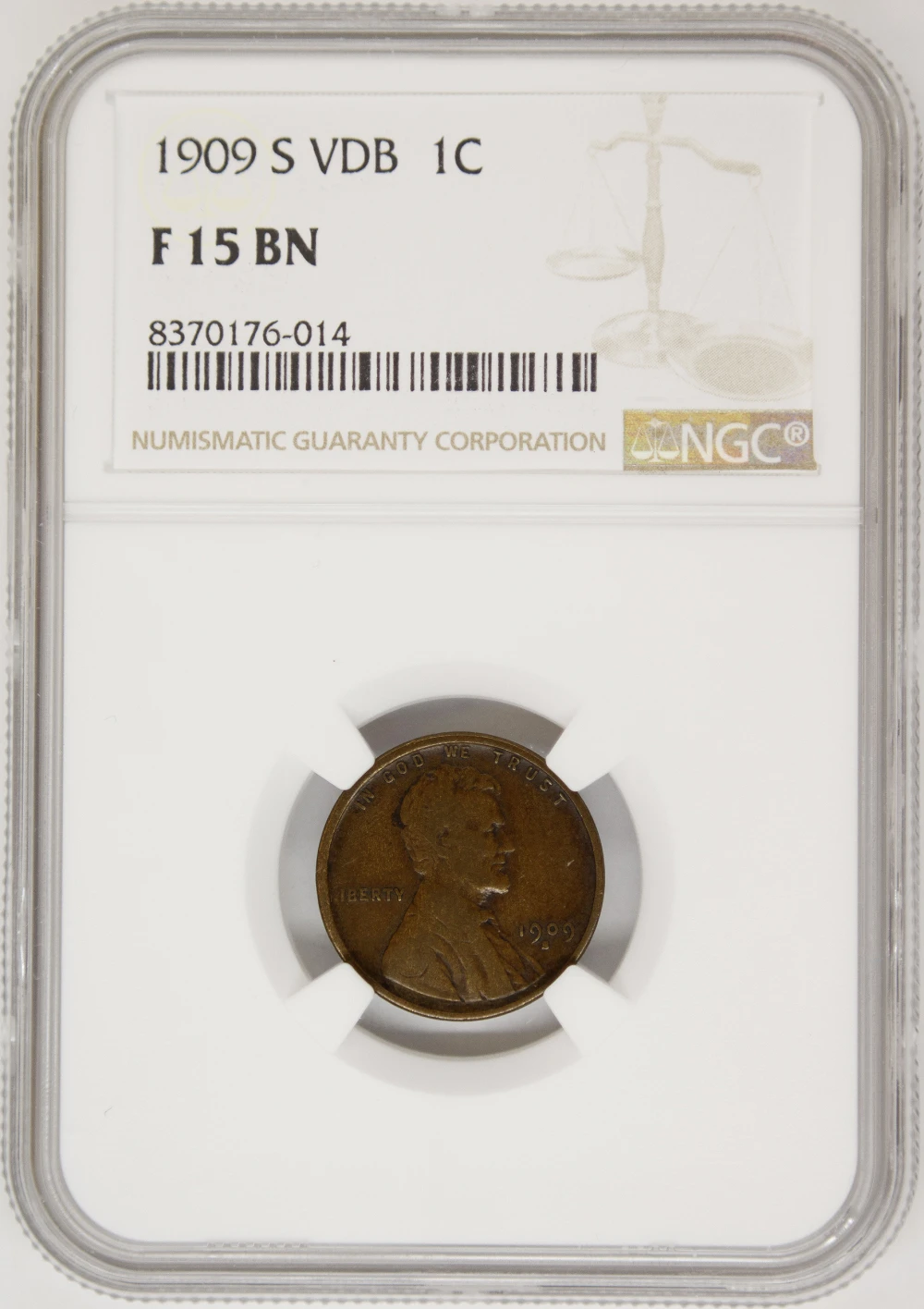 NGC F-15 1909-S VDB Lincoln Cent