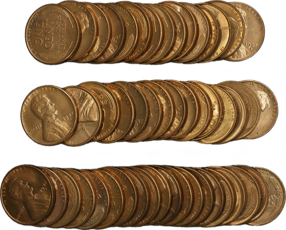 Original Gem 1937-S Lincoln Cent Roll