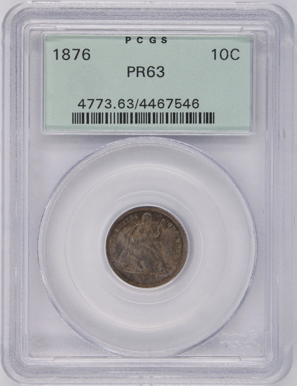 PCGS Proof-63 1876 Seated Dime