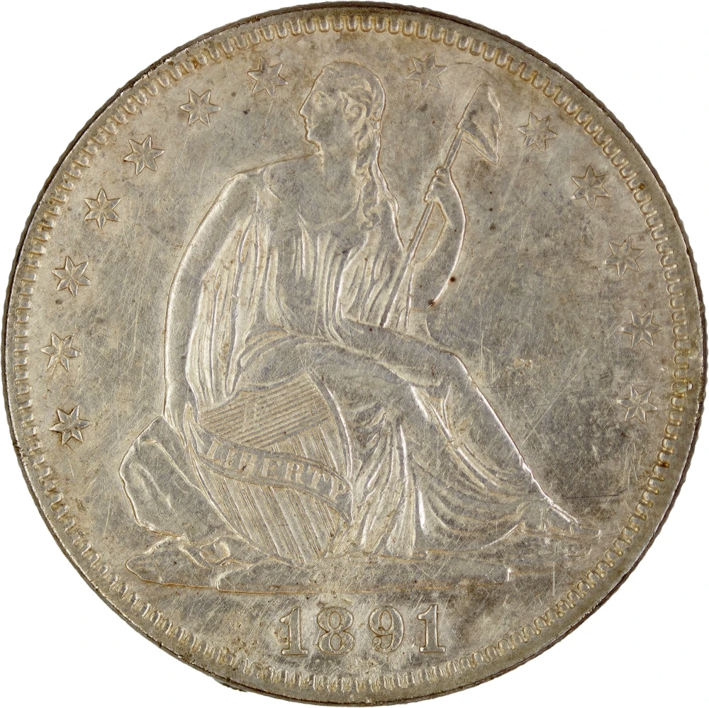 AU Details 1891 Half Dollar