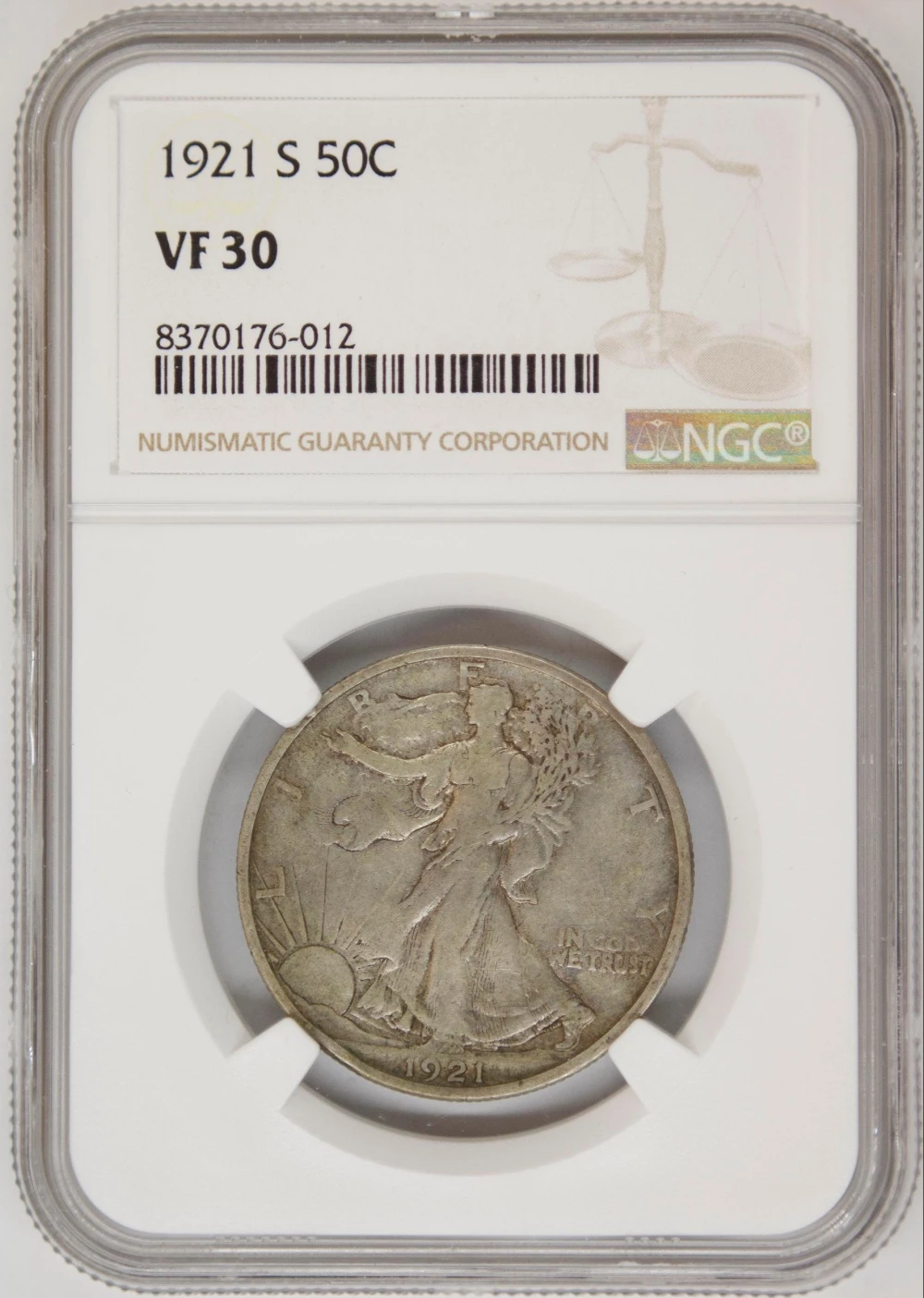 NGC VF-30 1921-S Walking Liberty Half