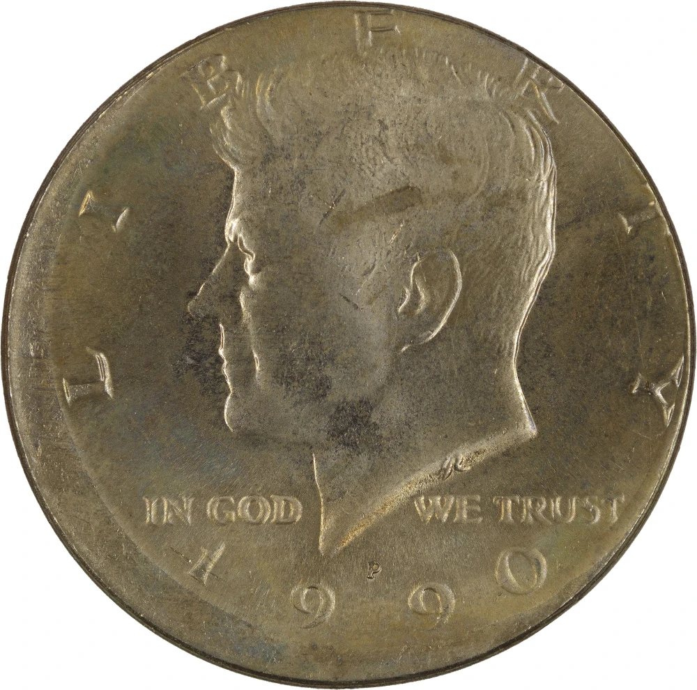 Gem BU Off-Center 1990 Kennedy Half Dollar
