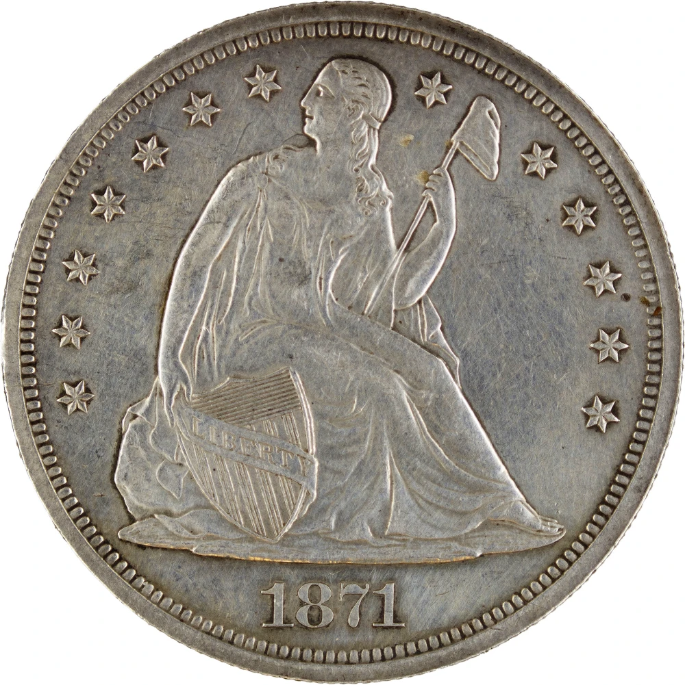 Impaired Proof-58 1871 Seated Dollar