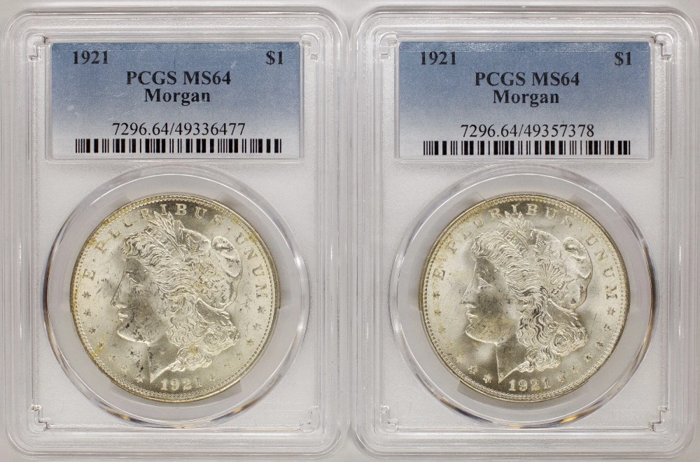 PCGS MS-64 1921 Morgan Dollar Pair