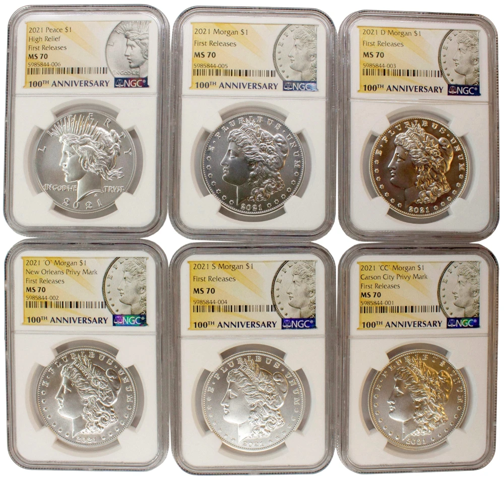NGC MS-70 2021 6 Coin Dollar Set