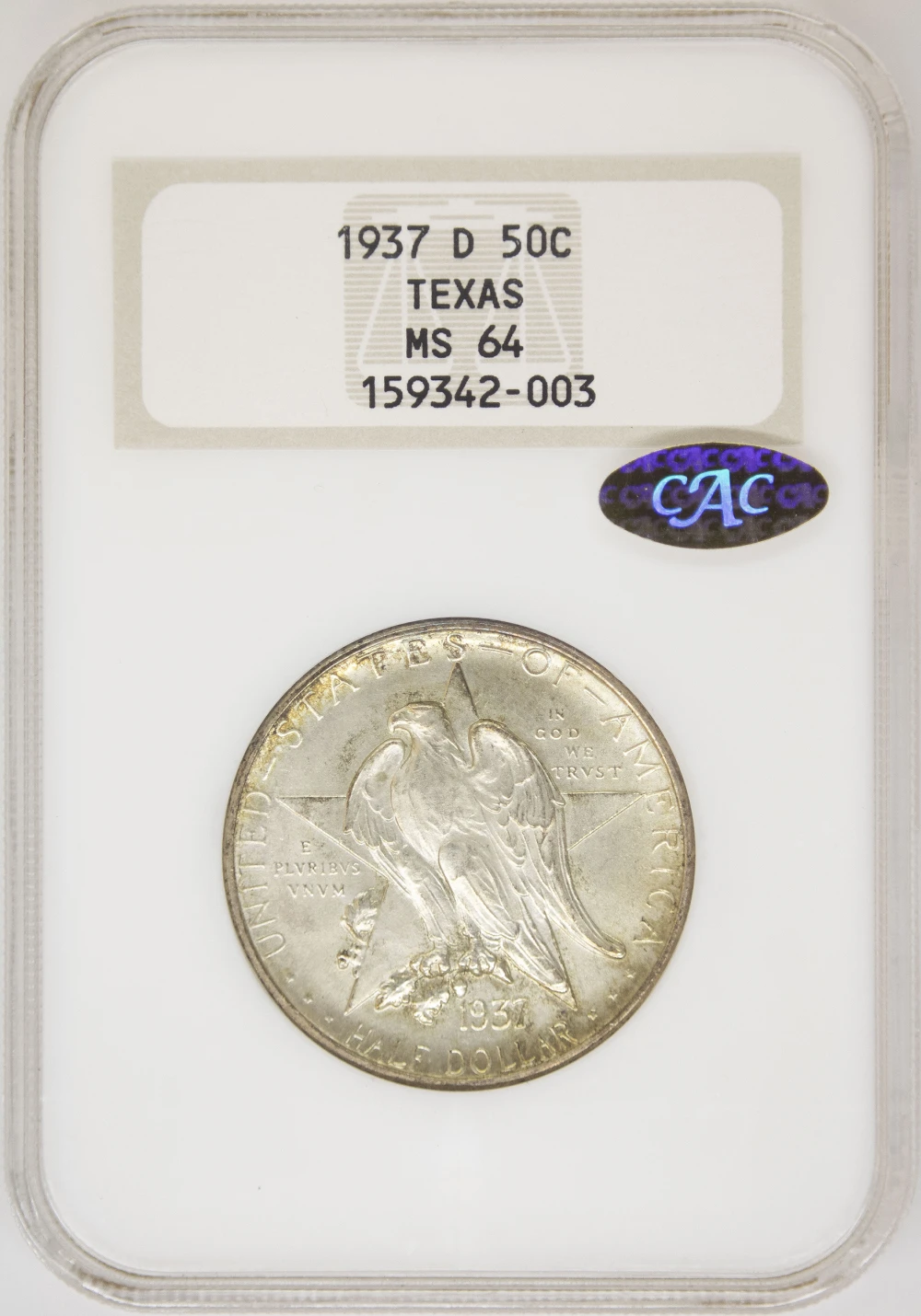 NGC MS-64 Gold CAC 1937-D Texas Half Dollar
