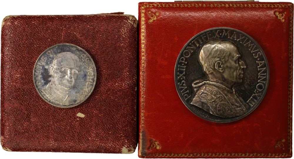 Pair Of Silver Papal Medals