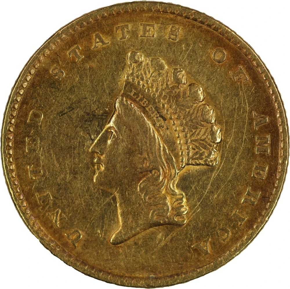 AU-50 1855 Type II $1 Gold