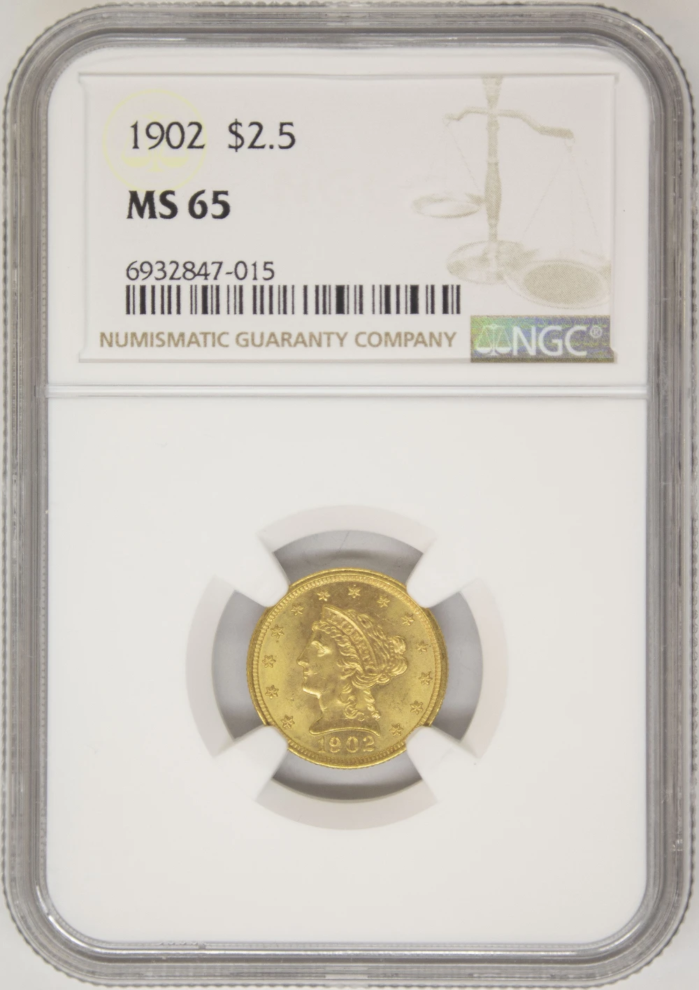 NGC MS-65 1902 $2.50 Gold Liberty