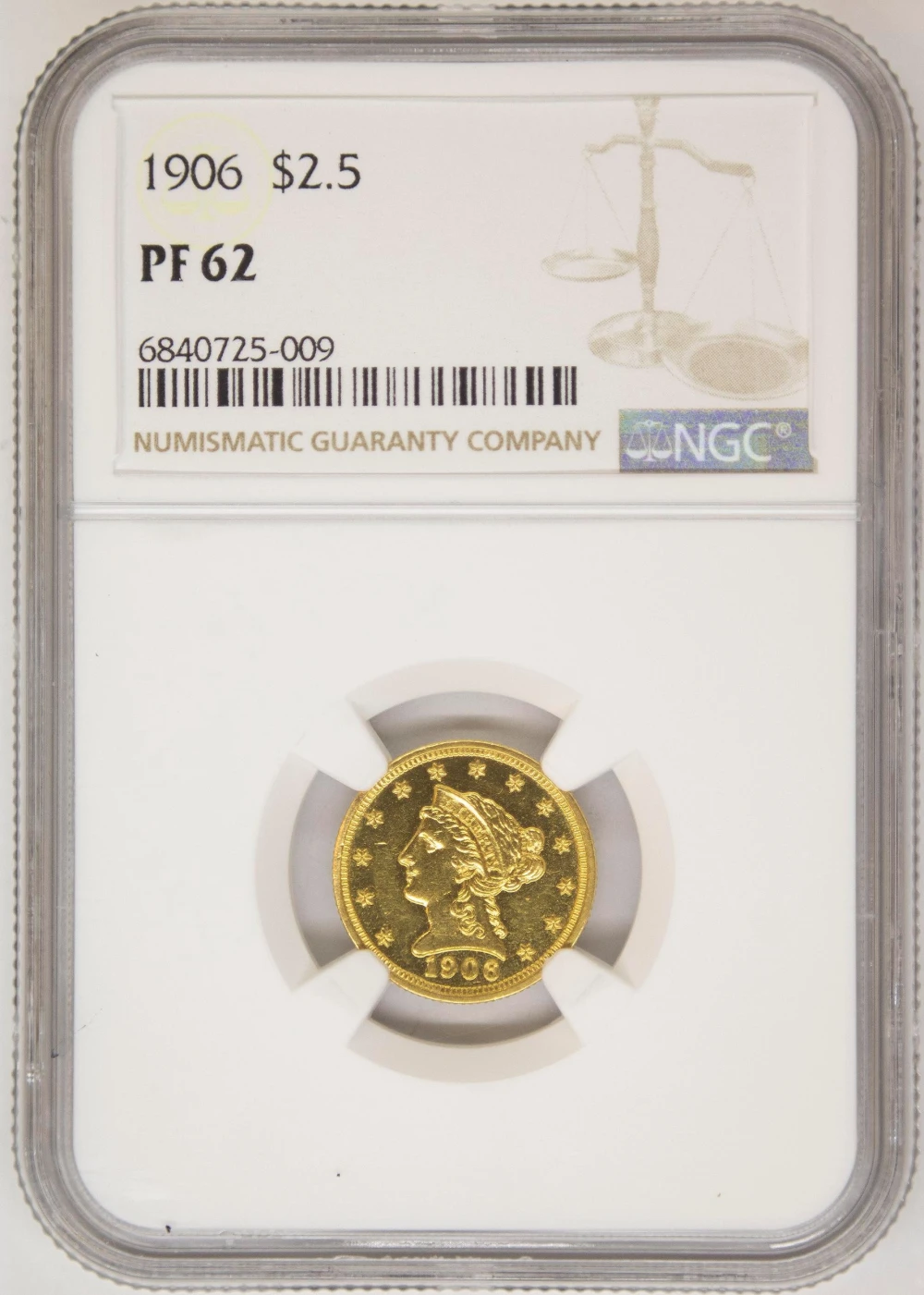 NGC Proof-62 1906 $2.5 Gold Liberty