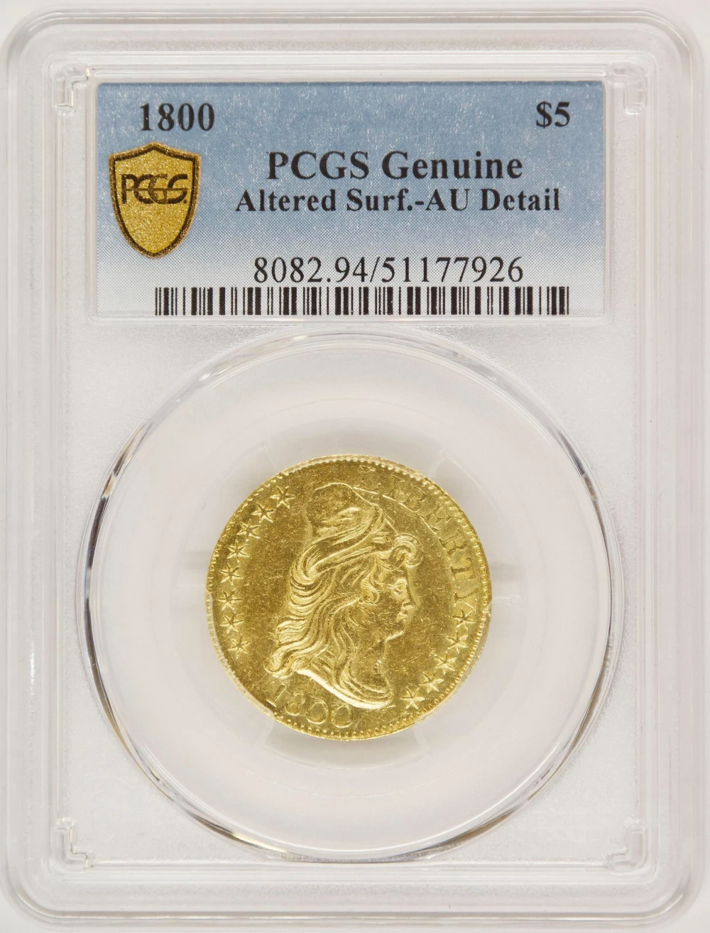 PCGS AU Details 1800 $5 Gold