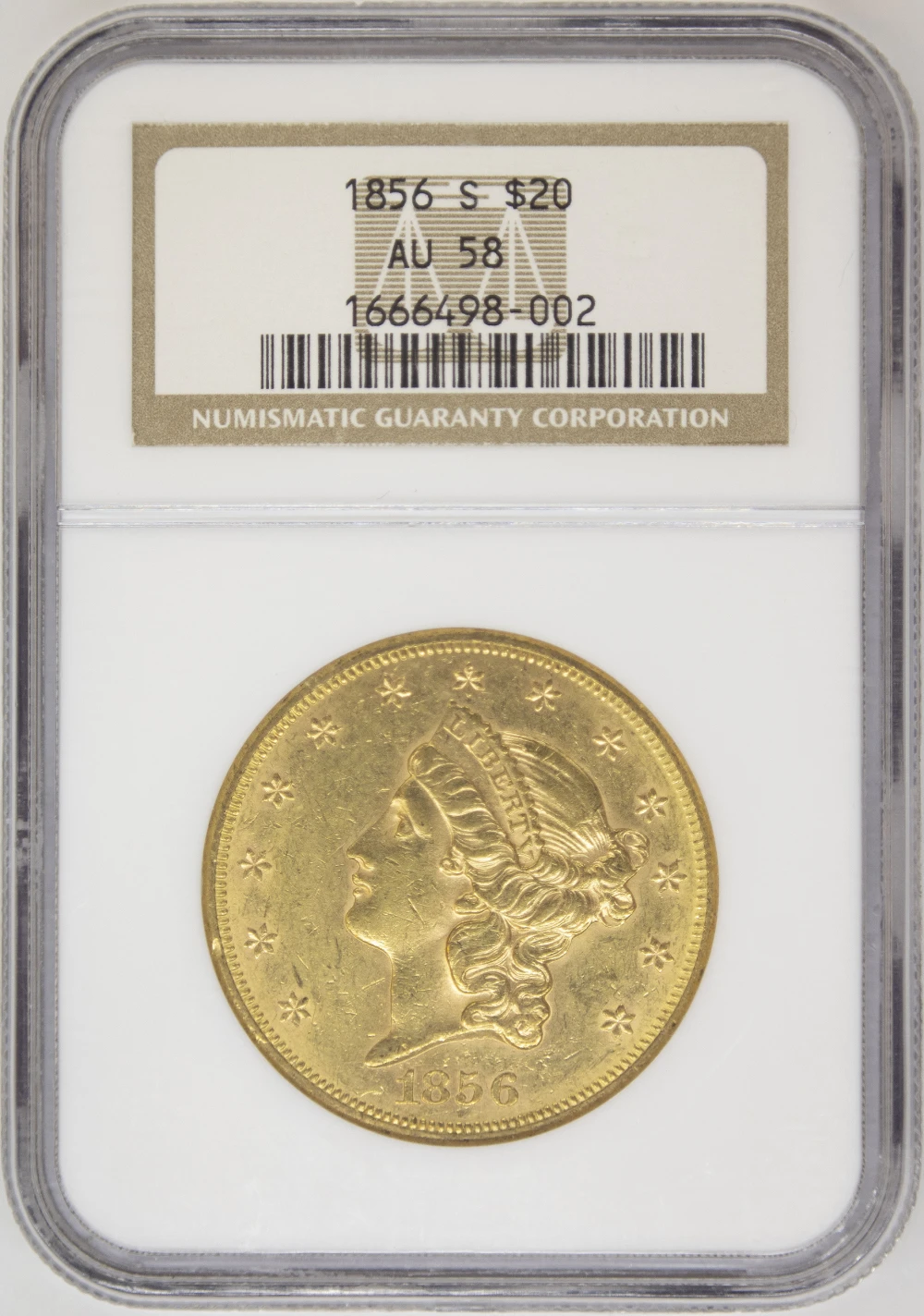 NGC AU-58 1856-S $20 Gold Liberty