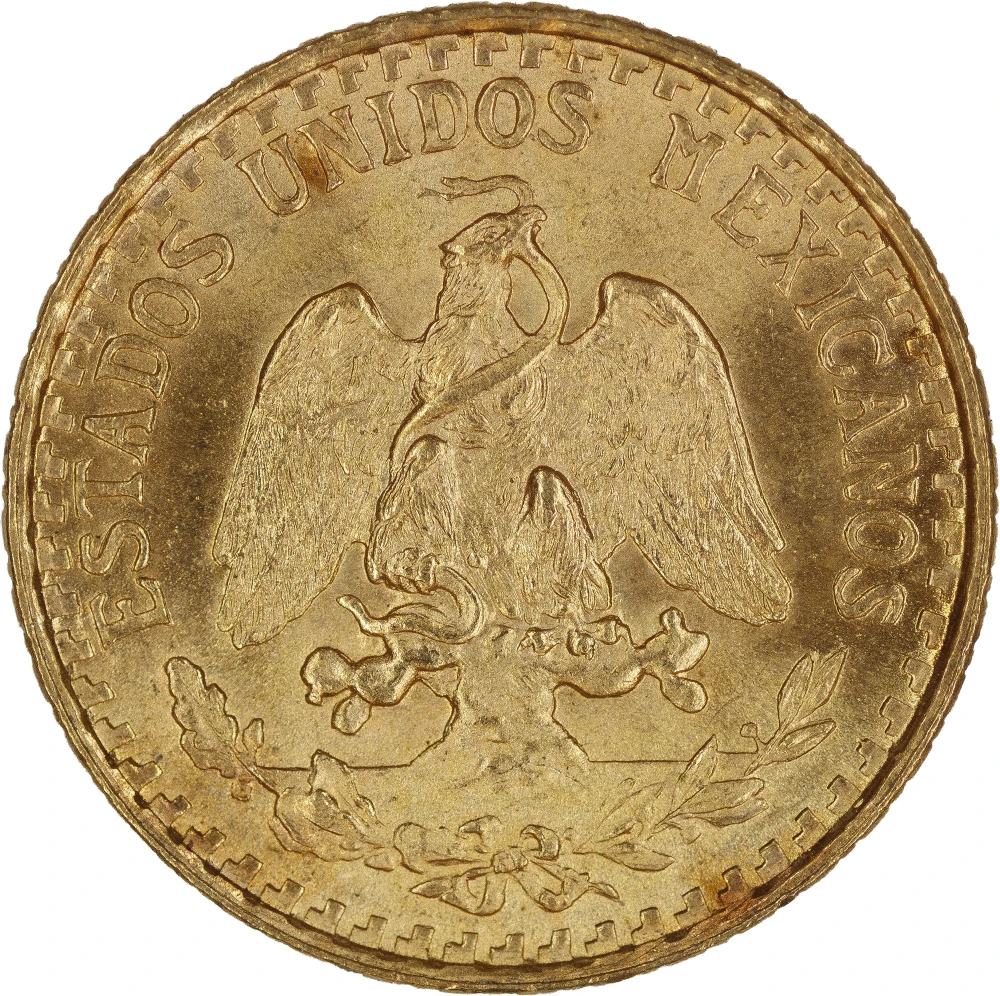 Mexico. Gem BU-65+ 1945 2 Peso Gold