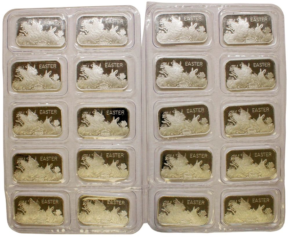 20 One Ounce Silver Easter Bars