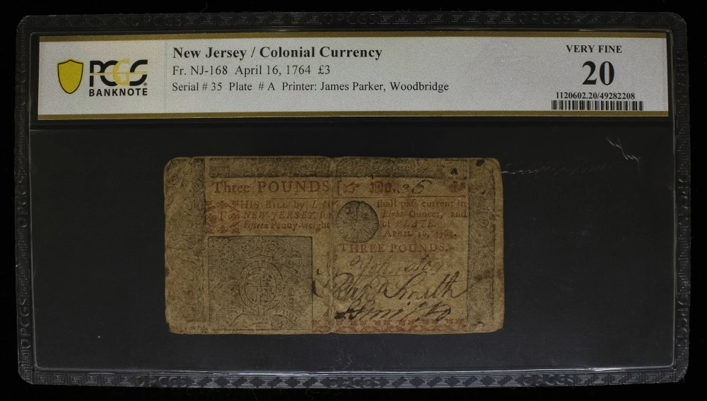 New Jersey. PCGS VF-20 1764 Three Pounds