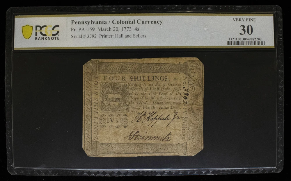 Pennsylvania. PCGS VF-30 1773 Four Shillings