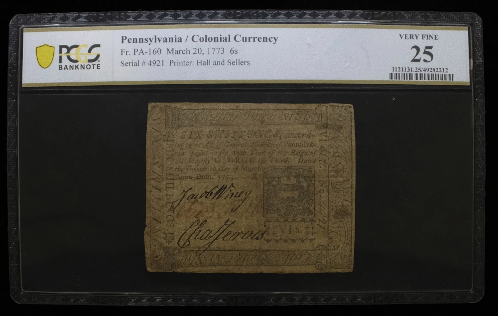 Pennsylvania. PCGS VF-25 1773 Six Shillings
