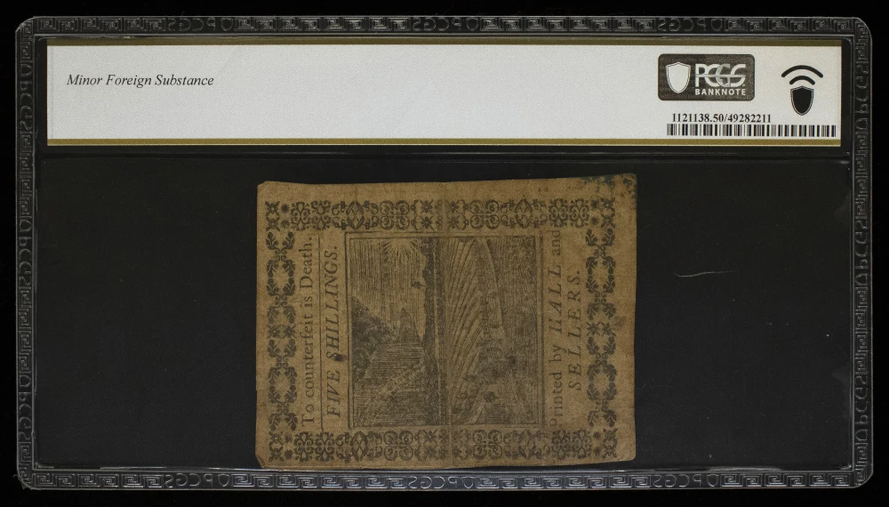 Pennsylvania. PCGS AU-50 1773 Five Shillings Note