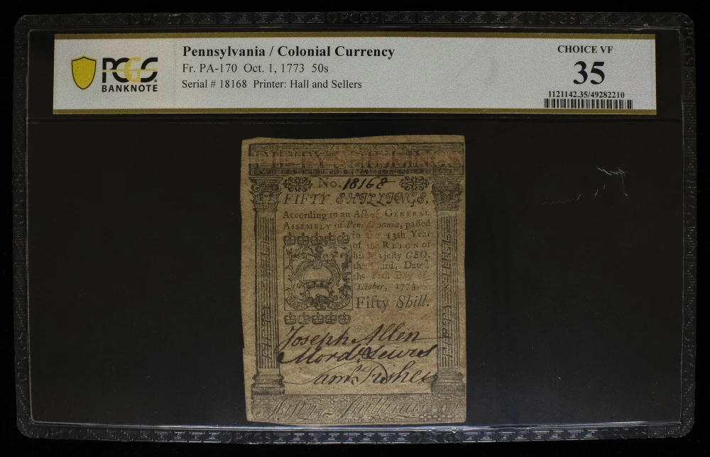 Pennsylvania. PCGS VF-35 1773 Fifty Shillings