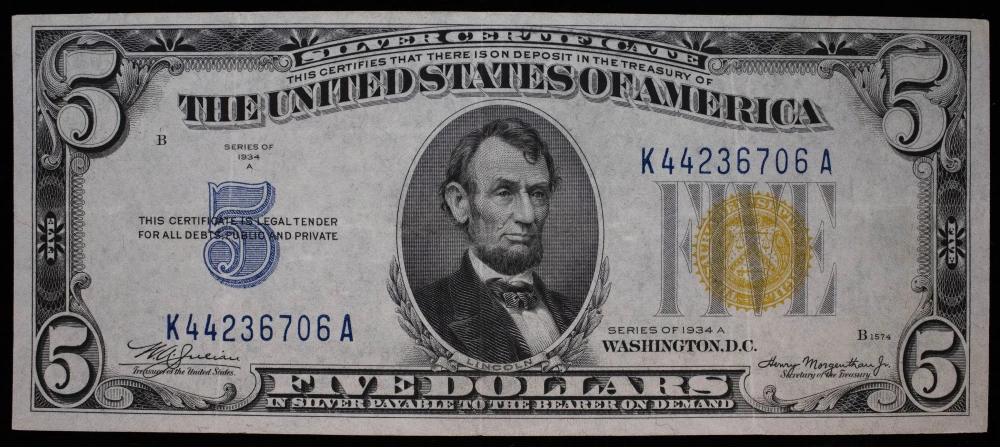 EF/AU 1934-A North Africa $5