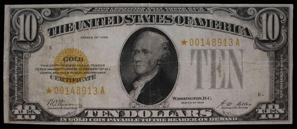 VF 1928 $10 Star Gold Certificate