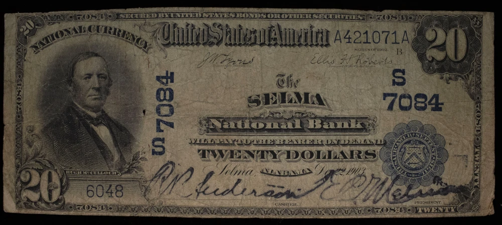 Fine Selma Alabama 1902 $20 Date Back