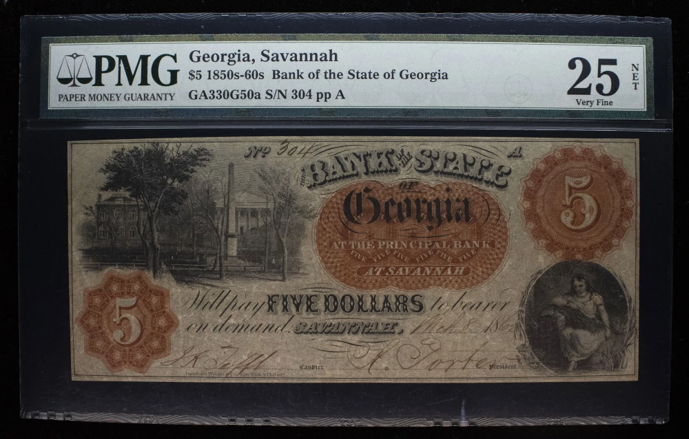Georgia. Savannah. PMG VF-25 NET 1862 $5