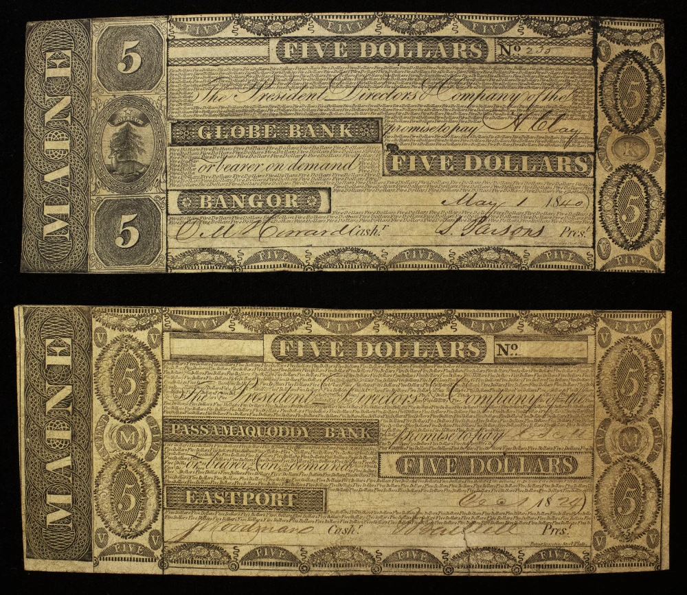 Maine. VF Pair of $5 Notes