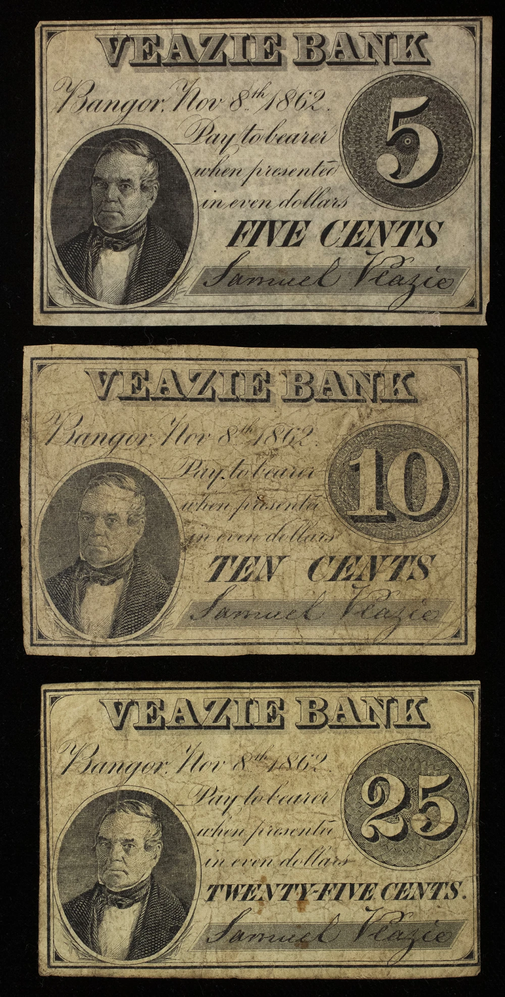 Maine. Trio of VF Merchants Scrip Notes