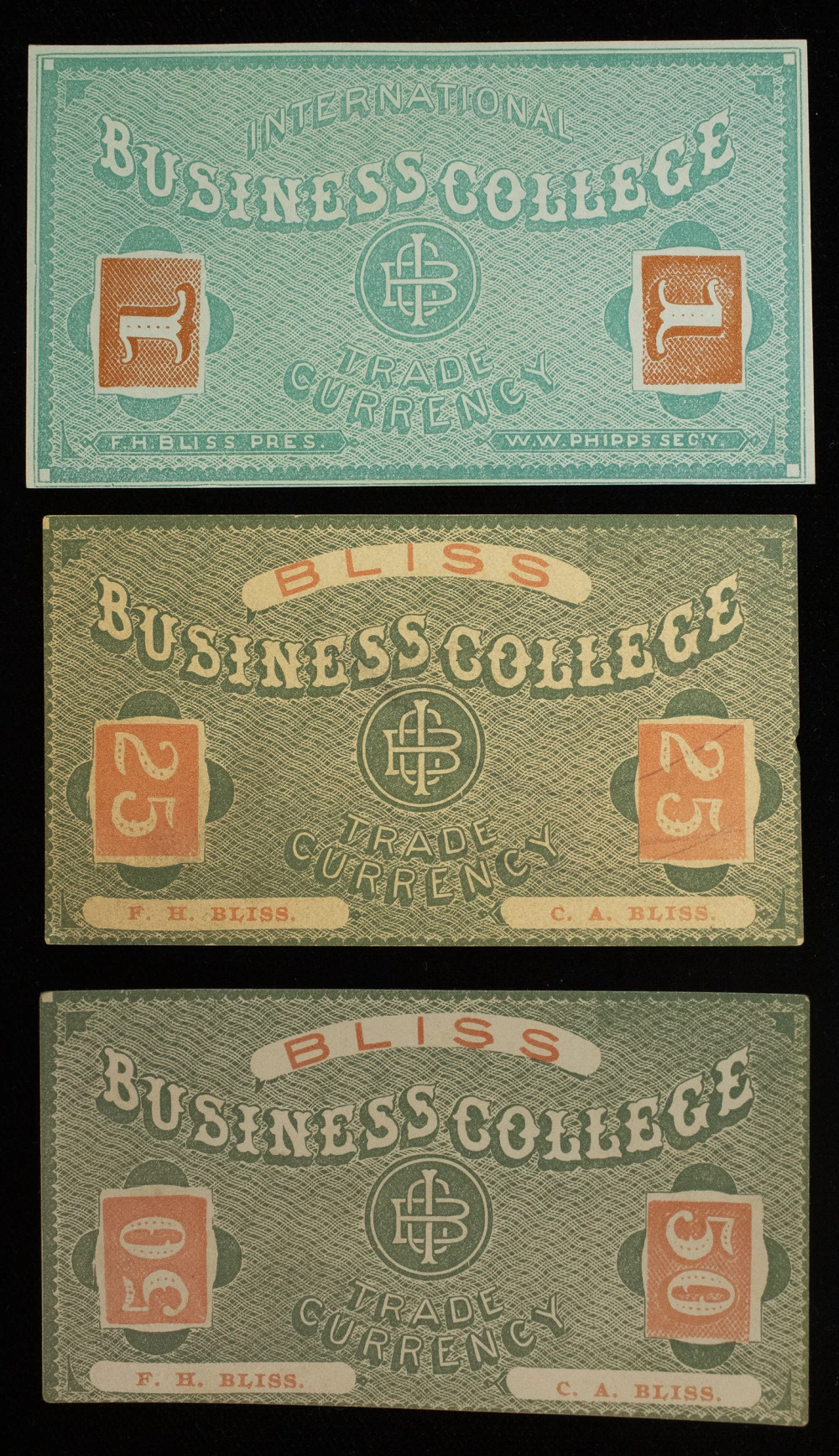 Maine. Trio of College Scrip Pieces